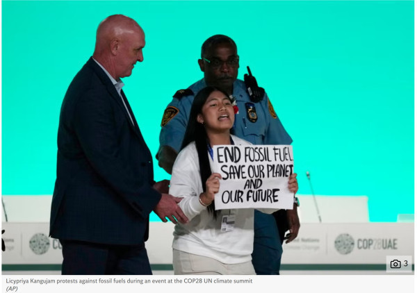 Indian climate activist, 12, ‘kicked out’ of Cop28 for storming stage demanding action | The Independent