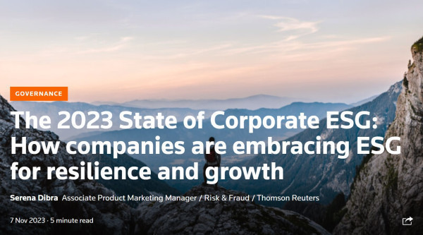 The 2023 State of Corporate ESG: How companies are embracing ESG for resilience and growth